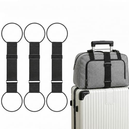3Pcs Luggage Straps for Suitcases, Adjustable Luggage Connector Straps to Connect Two Suitcases for Secure Carry On & Travel Essentials