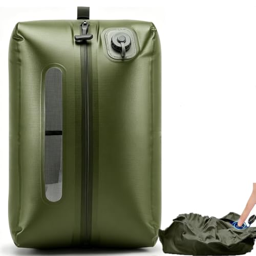 Vacuum Bag for Travel Organiser Packing Bag for Carry-On Luggage Backpack Suitcase Reusable Vacuum Seal Save Space Compression Bag with Built-in Pump & USB-C Charging (Dark Green) - color: Dark Green
