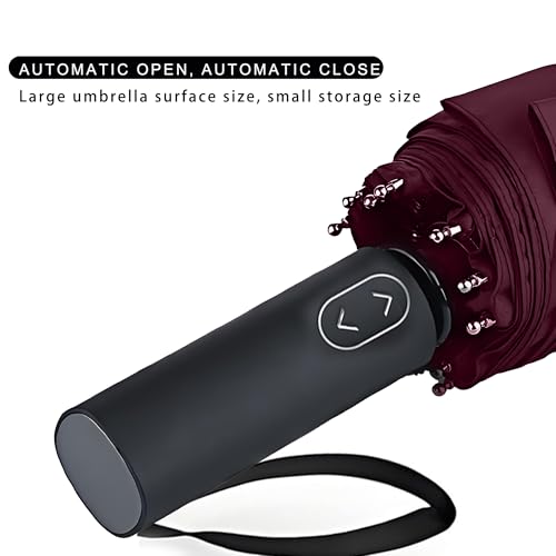 MRTLLOA Compact Golf Umbrella, 10 Ribs Vented Windproof Travel - color: Burgundy, size: 62 Inch