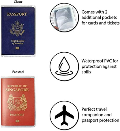 5Pcs Waterproof Clear PVC Passport Cover Holder Case Card Protector - color: Clear x 5