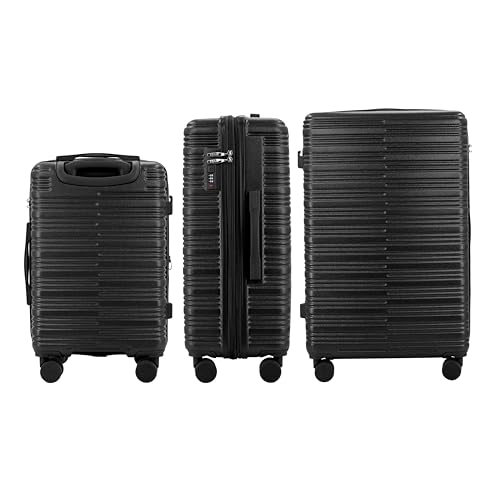 IZOD Romeo 3 Piece Expandable Hardside Luggage Set, Black - color: Black, size: 3 Piece Set