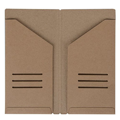 Kraft File Folder + Zipper Pouch & Card Sleeve Travel Accessories Kit for Standard Size Travelers Notebook, 4.25"x8.25" - size: Standard Size