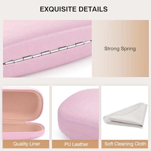 Marvolia Glasses Case Hard Shell - PU Leather Eyeglass Cases Eyeglasses Case for Sunglasses Eye Glasses Cases - color: Pink, size: Standard