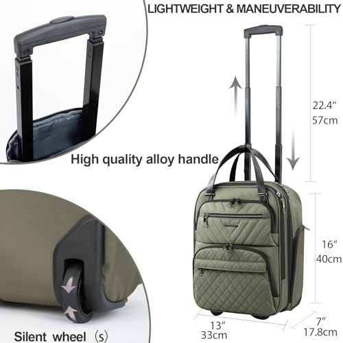 KROSER Carry On Underseat, 16-inch Underseater Suitcase for Men, Olive - color: Olive