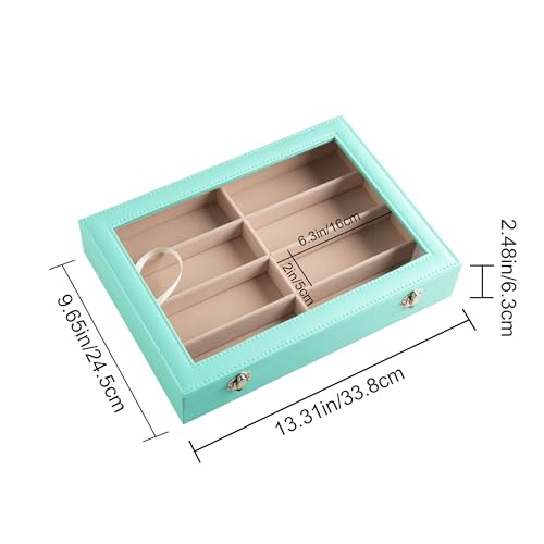 Frebeauty 8-Slot Sunglass Organizer,Sunglass Holder with Clear Lid - color: Turquoise, size: With Lid