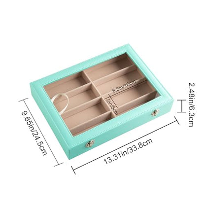 Frebeauty 8-Slot Sunglass Organizer,Sunglass Holder with Clear Lid - color: Turquoise, size: With Lid
