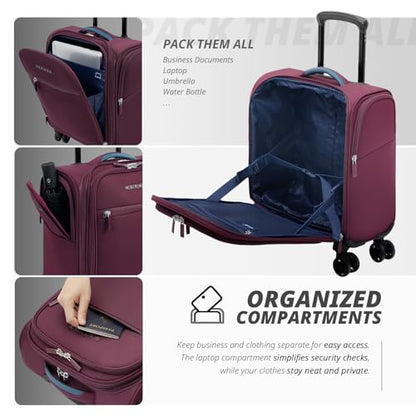Verage Underseat Carry On Luggage with Wheels,14-Inch,Grape Red - color: Grape red, size: 14-Inch Compact Underseat