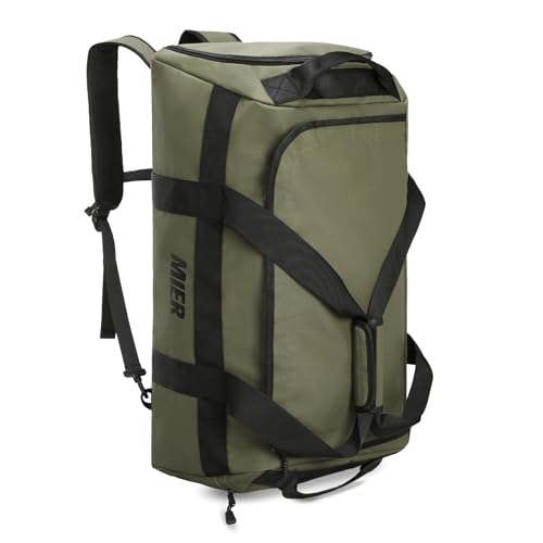 MIER Men's 60L Gym Duffle Bag Large Weekender Travel Duffel Backpack, Green - color: Green