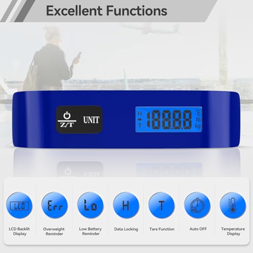 Luggage Scale Dr.meter Travel Essentials Luggage Weight Scale Backlight LCD - color: 1 * Blue