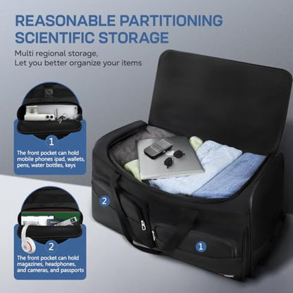 22'' Large Rolling Duffle Bag w/Wheels and Handle - size: 22in