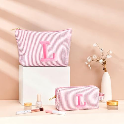 Back to School Gifts for Girls - Personalized Makeup Bag Set - color: Pink, style: M