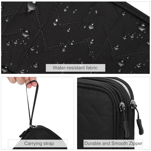 FYY Electronic Organizer, Travel Tech Pouch Bag, Medium, Black Quilted - color: Black Quilted, size: 8.3 x 5 x 2.6 inches