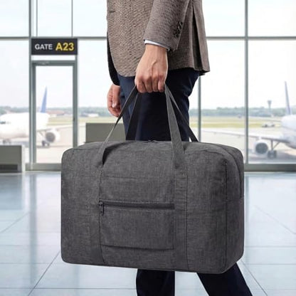 Lightweight Foldable Travel Duffel Bag – Compact Carry-On Luggage for Overnight Trips, Unisex Weekender Bag (Dark grey) - color: Dark grey