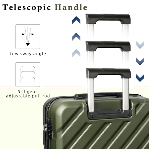 Eeeza Luggage Sets,5 Piece (20"/24"/28"/DB/TB) Green - color: Olive