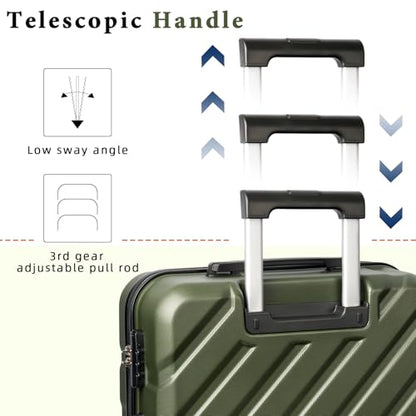 Eeeza Luggage Sets,5 Piece (20"/24"/28"/DB/TB) Green - color: Olive