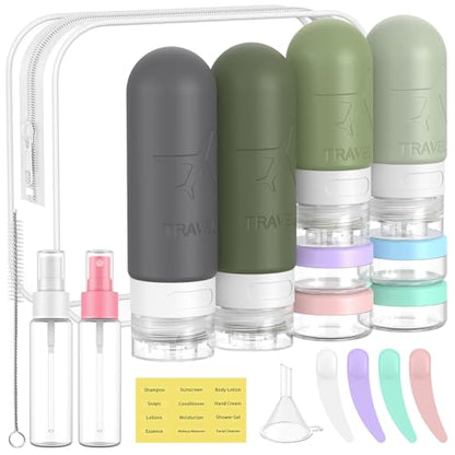 ME.FAN 18 Pack Travel Bottles for Toiletries, TSA Approved, Desert Sage - color: Desert Sage