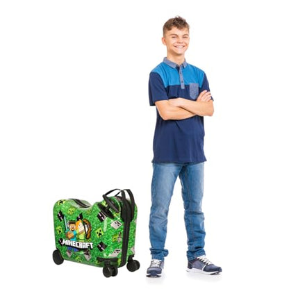 Bioworld Minecraft Steve & Alex Green 15" Ride-On Luggage - color: Minecraft Steve & Alex