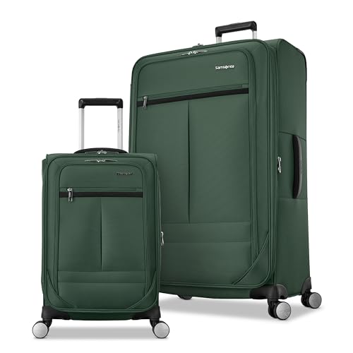 Samsonite 2-PC Soft-Sided 21/29” (Carry-On & Large Checked), Lightweight Expandable Element Luggage Set with 2 Front & 1 Side Pocket, Four Spinner Wheels, Adjustable Handle, Durable- Bistro Green - color: Bistro Green, size: 2-Piece Set (21/29)