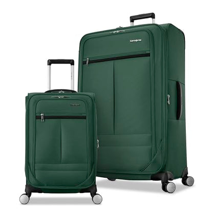 Samsonite 2-PC Soft-Sided 21/29” (Carry-On & Large Checked), Lightweight Expandable Element Luggage Set with 2 Front & 1 Side Pocket, Four Spinner Wheels, Adjustable Handle, Durable- Bistro Green - color: Bistro Green, size: 2-Piece Set (21/29)