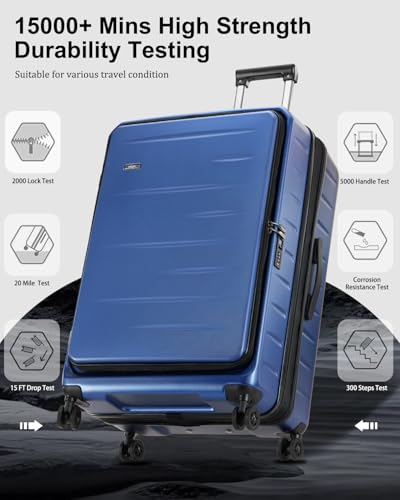 CENSIEN Expandable Luggage Sets, 20 Inch Carry On Luggage 28 Inch Suitcases - color: Navy Blue, size: 20/28 Inch EXT