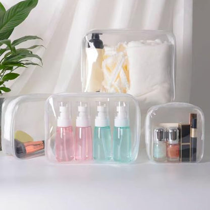 4팩 투명 메이크업 가방, 여행용 PVC 방수 클리어 메이크업 - color: 화이트.