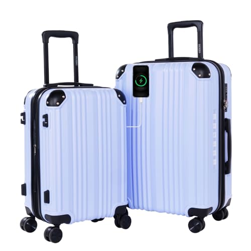 OUZZO Luggage Sets 2 Piece Expandable Durable Hardshell with TSA 20/24 inch - color: Purple, size: 20/24 inch