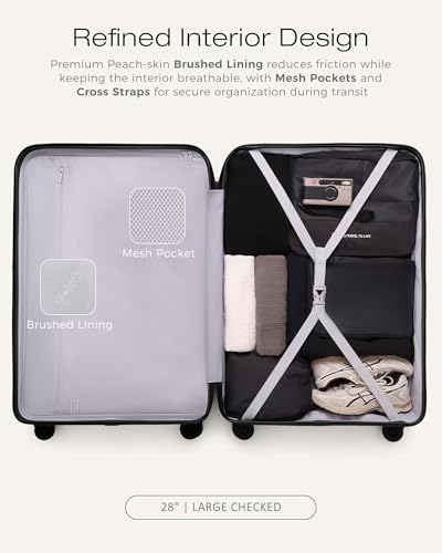 Coolife Luggage, Lightweight PC Hardside Suitcase, Checked-Large 28-Inch | Dual Spinner Wheels, TSA-Approved Lock, Upgraded PC Hardshell, Large-Capacity Checked Luggage, Durable Travel Suitcase - color: Black, size: Checked-Large 28-Inch
