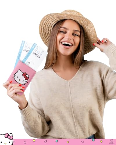 Hello Kitty Passport Cover for Travel Official License, Sanrio Gifts - color: Hello Kitty Face Pink