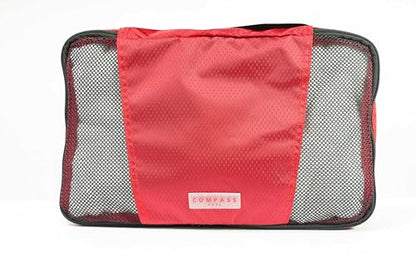 Medium Packing Cubes for Travel - 4 Piece Luggage Organizer Cubes for Carry On Luggage Backpack and Carry On Suitcase with Unique Number and Color Coded System - Dual Zippers, Top Handle, Red and Grey