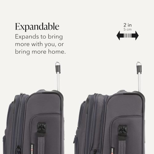 SwissGear Sion Softside Expandable Spinner Luggage Durable Lightweight Travel Suitcase, Dark Grey, 2-Piece Set (Carry-On/Backpack) - color: Dark Grey, size: 2-Piece Set (Carry-On/Backpack)