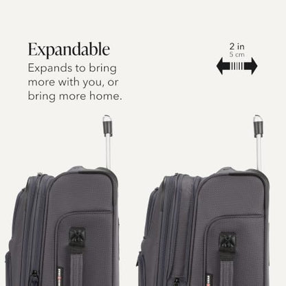 SwissGear Sion Softside Expandable Spinner Luggage Durable Lightweight Travel Suitcase, Dark Grey, 2-Piece Set (Carry-On/Backpack) - color: Dark Grey, size: 2-Piece Set (Carry-On/Backpack)