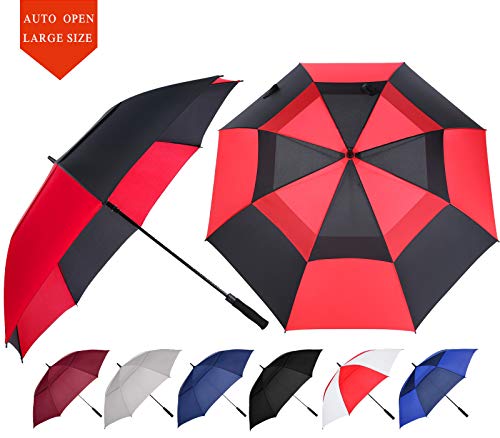 54/62/68/72 Inch Large Golf Umbrella Windproof Auto Open for Rain - color: Red/Black, size: 68 Inch
