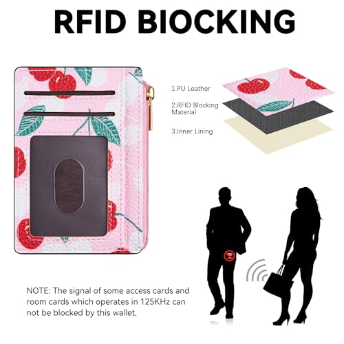 Tipmile Womens Credit Card Holder Wallet, Small Slim RFID Blocking Sleeve - color: Cherry Berry