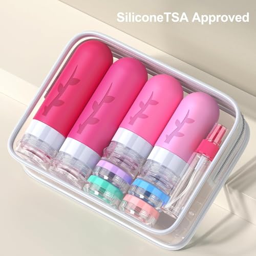Tocelffe 18pack Travel Bottles for Toiletries,TSA Approved Silicone Travel Containers jar for Toiletries,Leak Proof Refillable Liqus Shampoo And Conditioner Essentials toiletry - color: Red