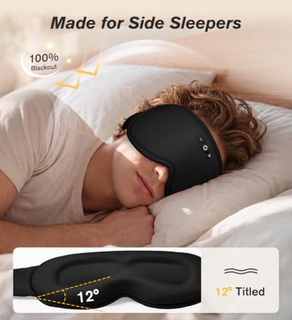 Modal Premium Sleep Mask for Men Women - Sleep Mask w Bluetooth Headphones - color: Elegant Black
