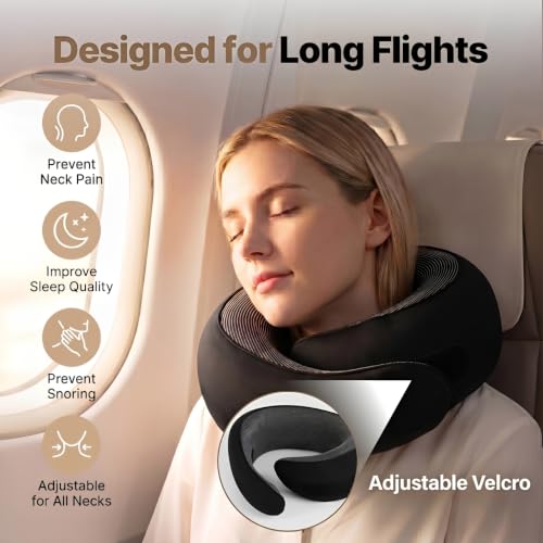 Neck Pillow for Airplane Travel Pillows for Sleeping 100% Pure Memory Foam