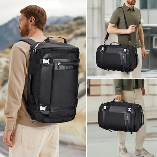 WITZMAN Travel Backpack for Men Women Laptop Backpack with USB Charging Port Carry-on Luggage Flight Approved(B686 Black) - color: Black