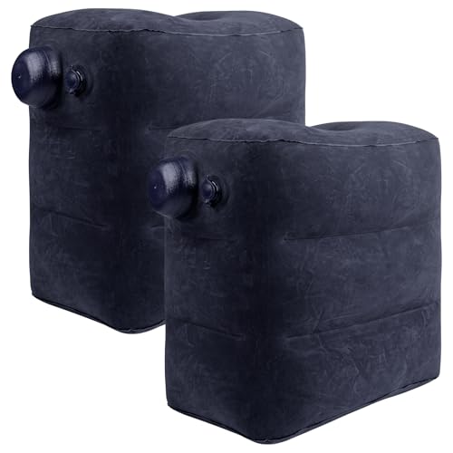 2 Pack Inflatable Foot Rest for Air Travel,Airplane Travel Foot Rest Adjustable Height,Car/Airplane,Footrest Pillow with Pump for Office,Airplane,Train,Cars,Home - color: 2blue
