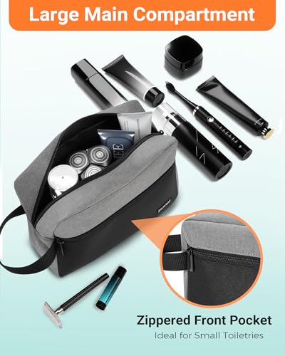 Elviros Hanging Toiletry Bag for Men, Travel Dopp Kit, Small, Grey & Black - color: Grey&Black, size: Small