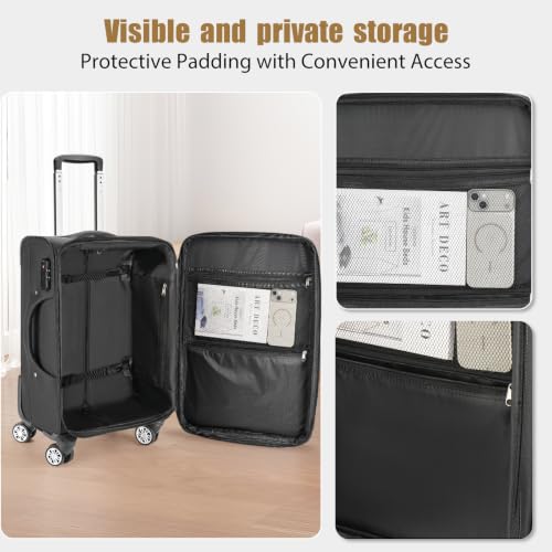 VJI 29" Carry-On Softside Expandable Suitcase with Spinner Wheels, Black - size: 29 Inch