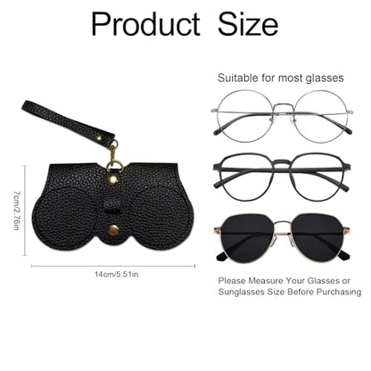 3 Pcs Soft Leather Sunglasses Bag, Soft Leather Sunglasses Bag with Strap, Portable Glasses Case Holder Sunglasses Pouch - color: Black+brown+gray