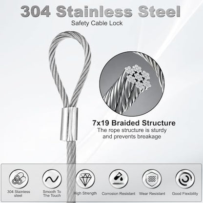 PATIKIL 20" Safety Cable Lock Security Wire Ropes 0.26" Dia Clear - size: 20 Inch-Clear