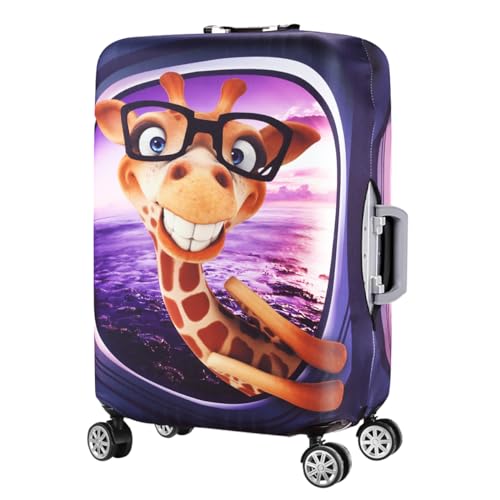 3D Print Design Travel Suitcase Protector Trolley Case Cover 19"-30" Sleeve (L(Fits to 26"-28" Trolley Case), Giraffe(New Version)) - color: Giraffe(New Version), size: L(Fits to 26"-28" Trolley Case)