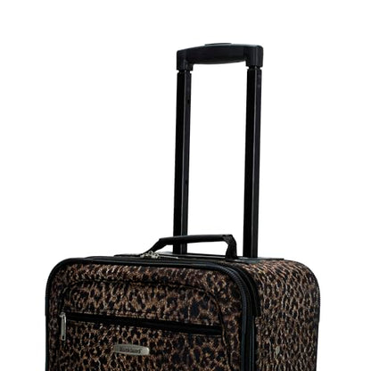 Rockland Fashion Softside Upright Luggage Set, Leopard, 2-Piece (14/19) - color: Leopard, size: 2 Piece (19"/14" Tote)
