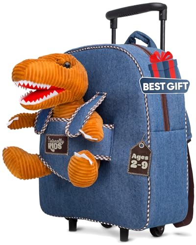Naturally KIDS Toddler Suitcase w. Plush Dinosaur Toy, Kids Gift 3-9 - color: 01 Dinosaur, size: Large