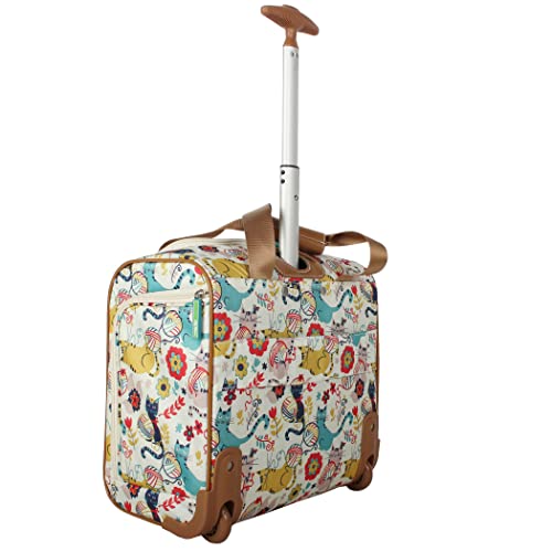 Lily Bloom Designer 15 Inch Carry On - Weekender Overnight Business Travel Luggage - Lightweight 2- Roller Wheels Suitcase - Under Seat Rolling Bag for Women, White, One Size, Under Seat Rolling Bag - color: White