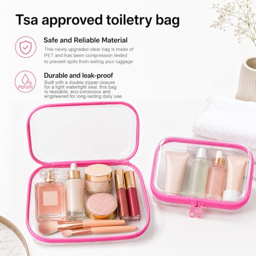 3 Pack Clear Hard Shell Zipper Case (1XL + 1L + 1M, Pink) - color: Pink(XL+L+M)