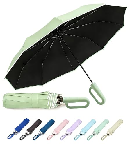 MRTLLOA Compact Travel Umbrella, 10 Ribs Windproof UV Protection - color: UV Green