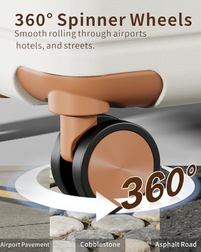 3 Piece Expandable Luggage Set with Spinner Wheels Hardshell Suitcase Set - color: White