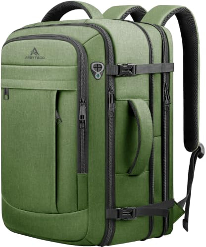 AREYTECO Large Travel Laptop Backpack for Men, 50L Carry On Backpack - color: Green, size: 17.3 Inch (20''x13''x10'')